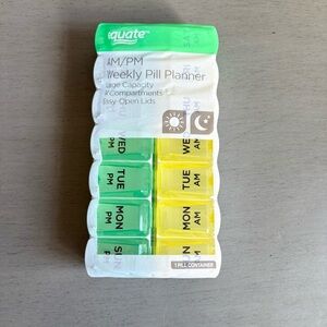 Equate AM/PM Weekly Pill Planner Large Capacity Medication Organizer NEW SEALED